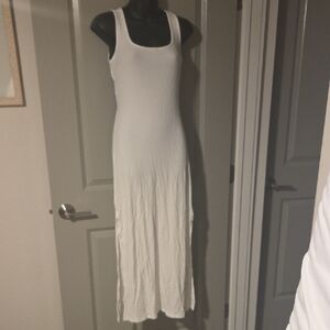 Classic White Ribbed Tank Maxi Dress